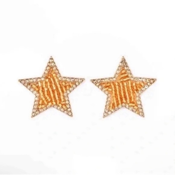 Sugarfix By BaubleBar Starry Night Light Pink Beaded Gold Trim Stud Earrings - Picture 1 of 5